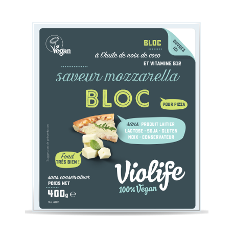 Végami vous propose : Violife saveur mozzarella pour pizza en bloc 400g