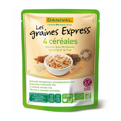 4 céréales épeautre, quinoa, riz sauvage, riz rouge 250g - Danival