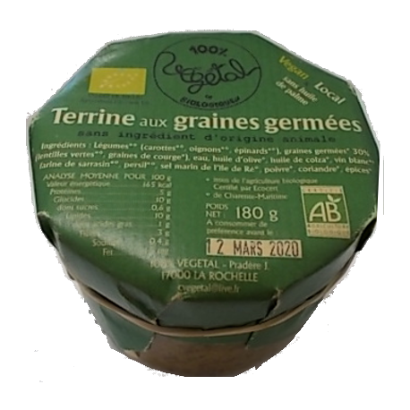 Végami vous propose : Terrines aux graines germées 180g - bio