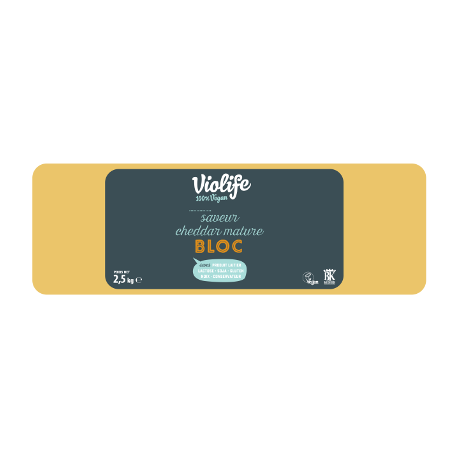 Végami vous propose : Violife saveur cheddar mature en bloc 2,5kg