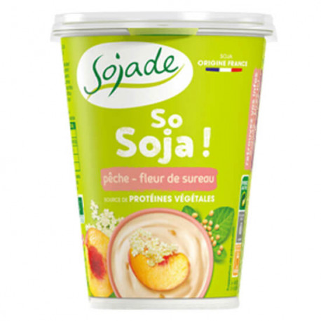 Végami vous propose : Sojade peche et fleur de sureau 400g - bio