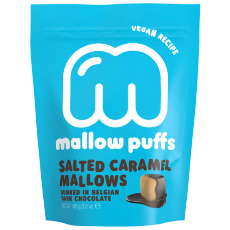 Végami vous propose : Marshmallows caramel salé enrobés de chocolat noir 100g
