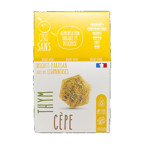 Biscuits apéro cèpe thym 100g - Cinq Sans