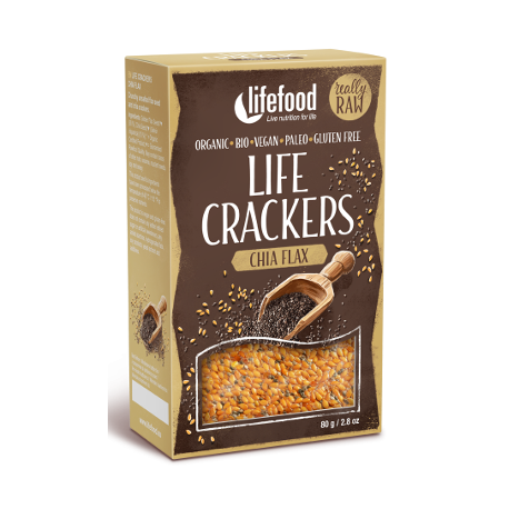 Végami vous propose : Crackers graines de lin et chia sans sel 80g - bio