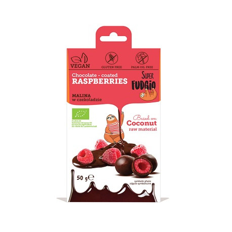 Végami vous propose : Framboises enrobées de chocolat 50g
