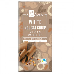UN Monde Vegan vous propose : Chocolat blanc nougat croquant 80g - bio