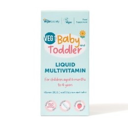 Un Monde Vegan vous propose : Veg 1 - sirop bébé et tout petit vitamine B12 cyanocobalamine à la fraise 150ml