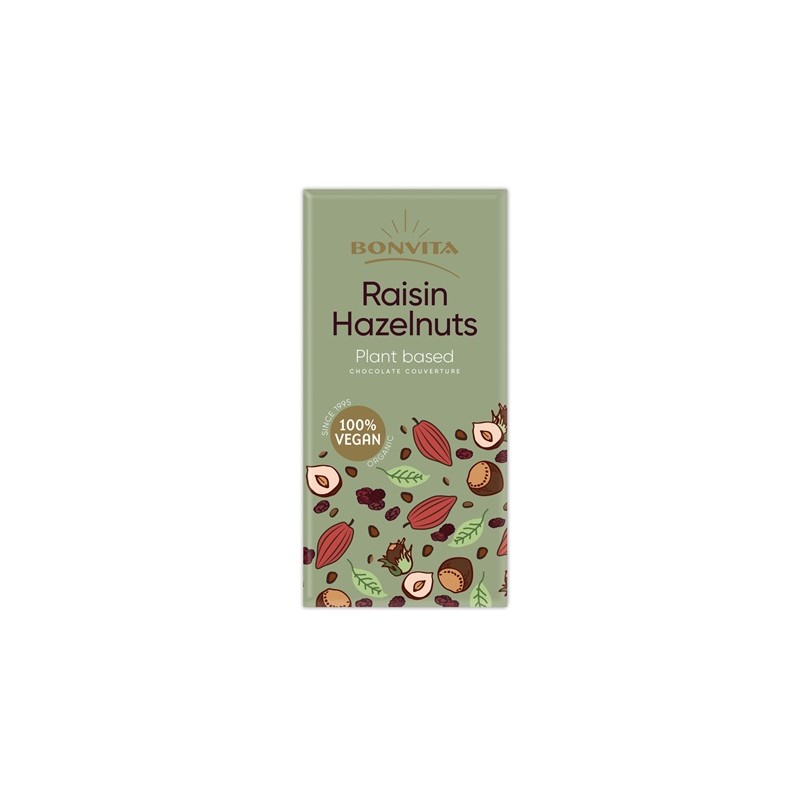 Un Monde Vegan vous propose : Chocolat nature raisins noisettes 100g - bio