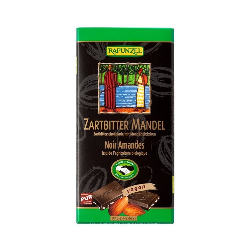Un Monde Vegan vous propose : Chocolat noir aux amandes 80g - bio