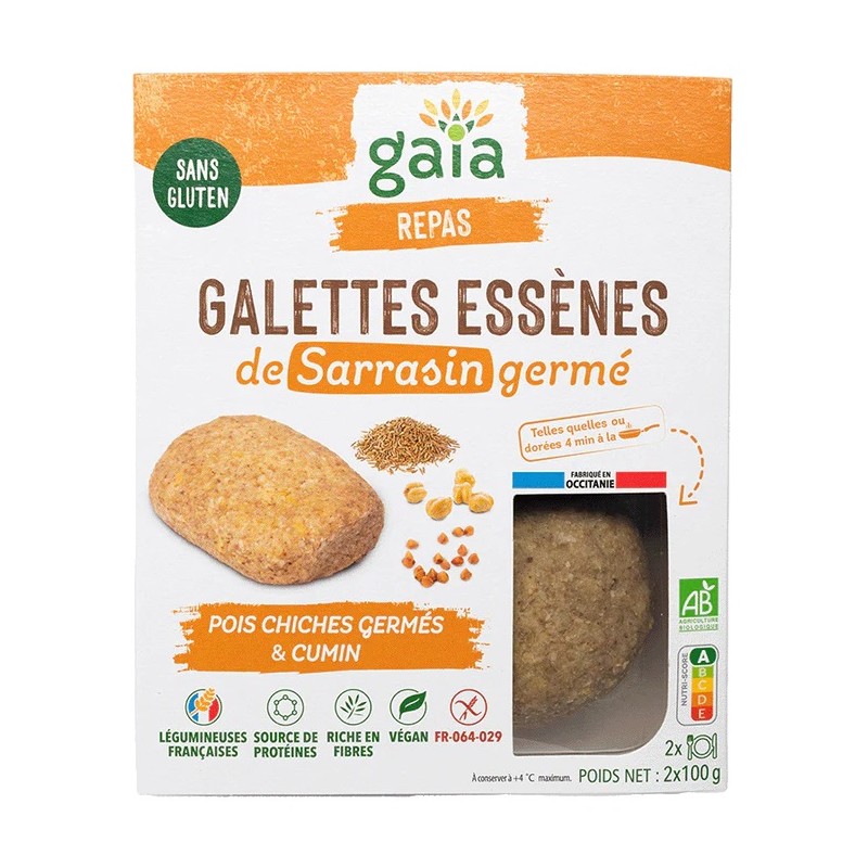 Un Monde Vegan vous propose : Galettes de sarrasin germé pois chiches germés & cumin 200g - bio