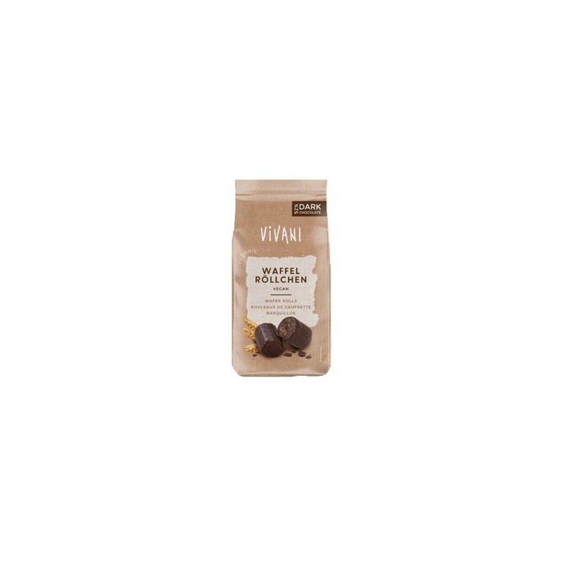 Un Monde Vegan vous propose : Gaufrettes au chocolat noir 125g - bio