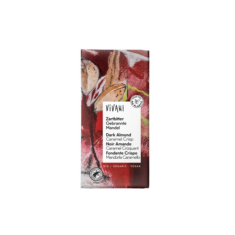 Un Monde Vegan vous propose : Chocolat noir amande caramel 80g - bio