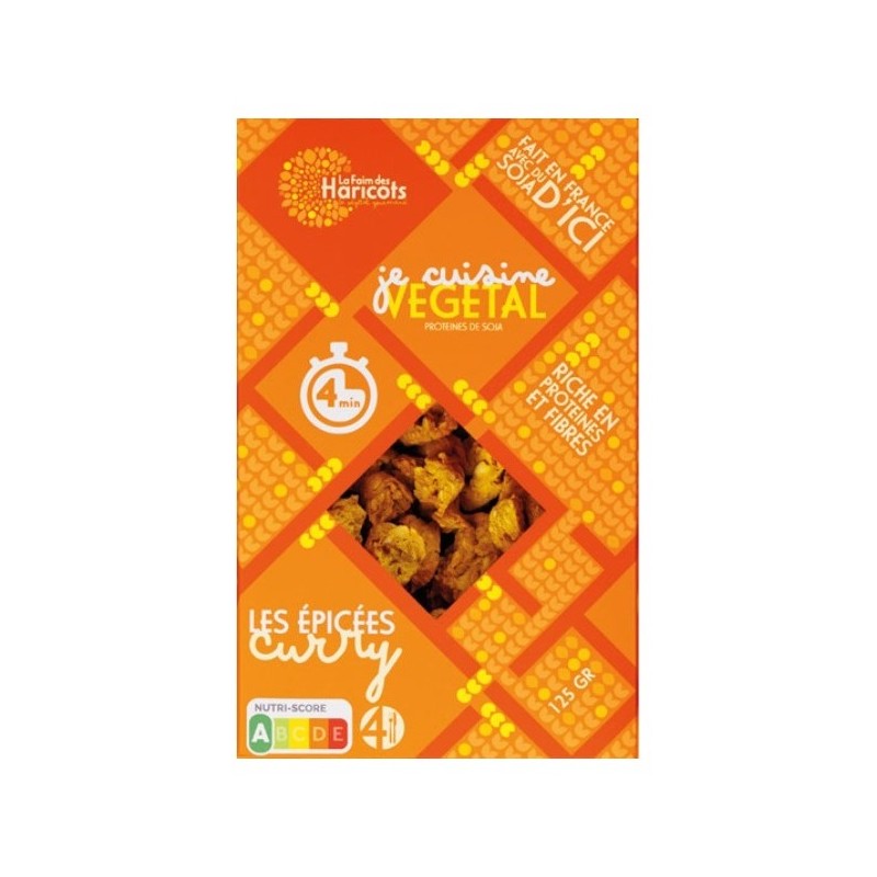 Un Monde Vegan vous propose : Protéines de soja épicées curry 125g - bio