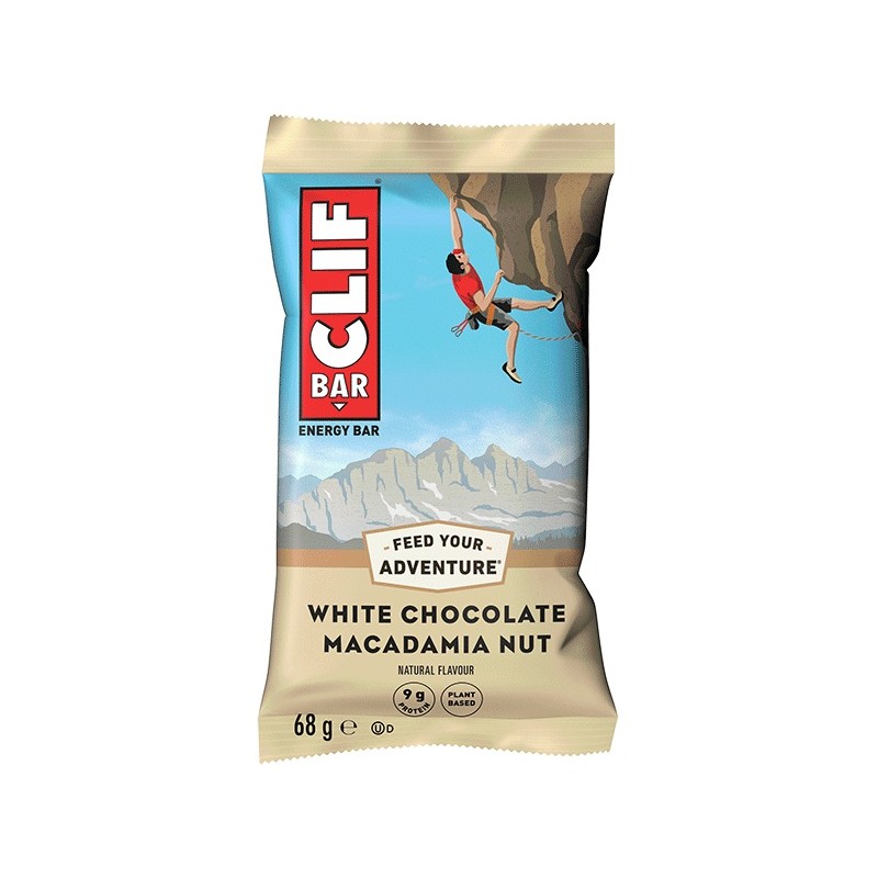 Un Monde Vegan vous propose : Clif bar macadamia chocolat blanc 68g