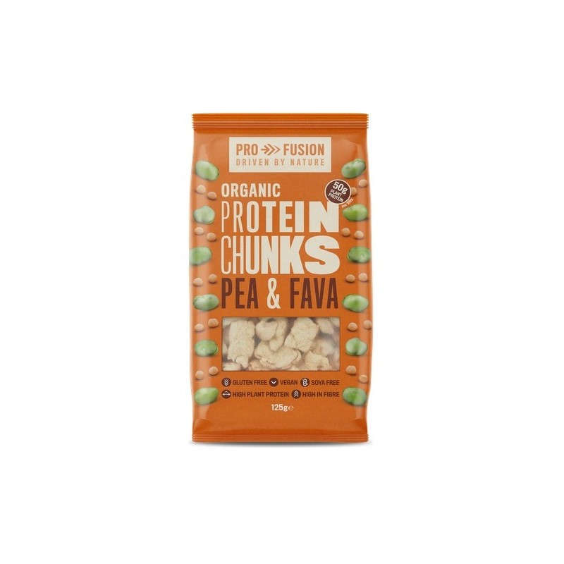 Un Monde Vegan vous propose : Chunks de protéines de pois et de fêves 125g - bio de profusion