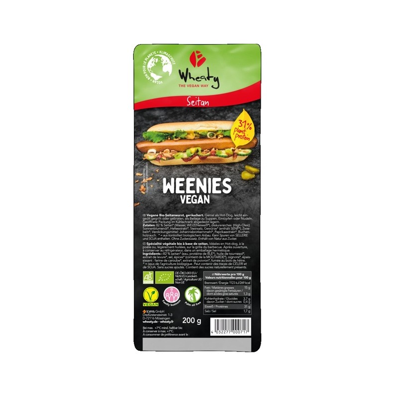 Un monde Vegan vous propose : Végé'weenies 200g - bio