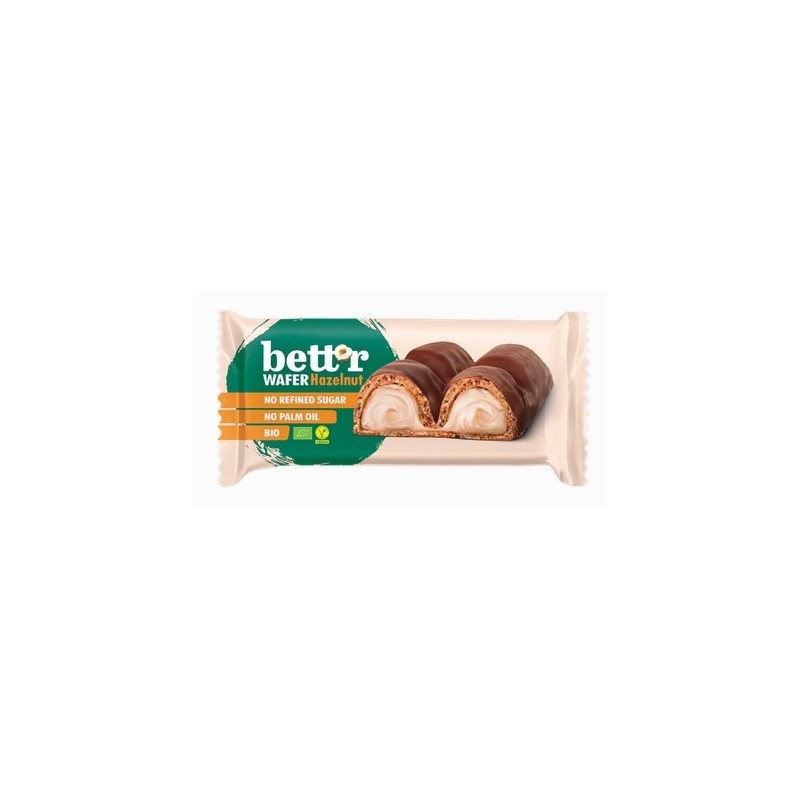 Un Monde Vegan vous propose : Gaufrette fourrée à la crème de noisette 33g - bio de bett'r