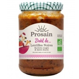 UN Monde vegan vous propose : Dahl de lentilles noires haricots et épices douces 360g - bio de Prosain