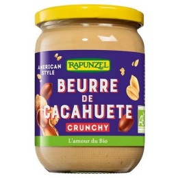 Un Monde Vegan vous propose : Beurre de cacahuète à l'américaine crunchy 500g - bio Rapunzel