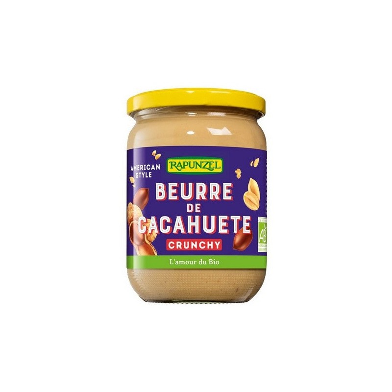 Un Monde Vegan vous propose : Beurre de cacahuète à l'américaine crunchy 500g - bio Rapunzel