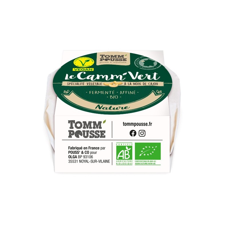 Un Monde Vegan vous propose : Camm'vert nature 100g - bio de Tomm'pousse