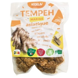 Un Monde Vegan vous propose :Tempeh mariné asiatique gingembre citron 170g - bio de Kedelai