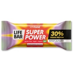Un monde Vegan vous propose : Lifebar super power citron  citrouille (30% de protéine) 40g - bio