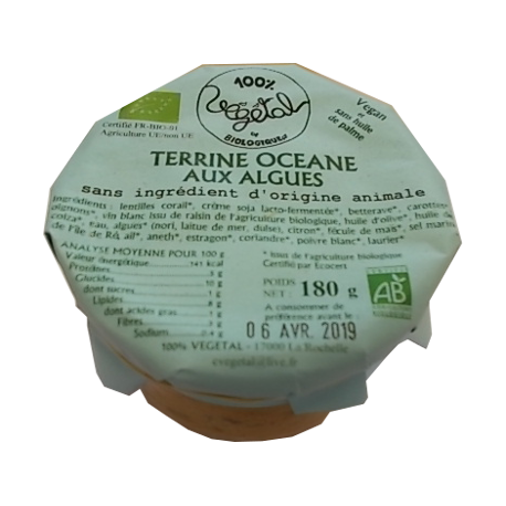 Un Monde Vegan vous propose : Terrine océane aux algues 180g - bio
